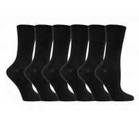 Mega_Jumble New Gentle Grip Ladies Diabetic Sock with Honey Comb Top Hand linked Toe Seam UK Size 4-8 Eur 37-42" (Pack of 6, Black)