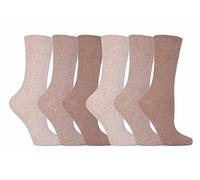 Mega_Jumble New Gentle Grip Ladies Diabetic Sock with Honey Comb Top Hand linked Toe Seam UK Size 4-8 Eur 37-42" (Pack of 6, Beige & Browns)