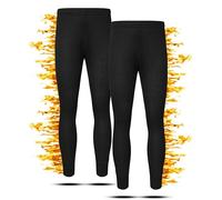 Mega_Jumble Pack of 2 Kids Unisex Boys Girls Brushed Thermal Underwear Long Johns Bottoms Children Winter Warm Trousers Camping Ski Hiking Pants (Black, 10-11 Years)