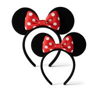 Mega_Jumble Pack of 2 Mickey & Minnie Mouse Ears Headband for Couple, Birthday, Halloween, Party Accessories, Adults Children Cartoon Character Ears Head Band Fancy Dress Costume (Minnie Headband)