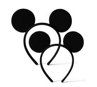 Mega_Jumble Pack of 2 Mickey & Minnie Mouse Ears Headband for Couple, Birthday, Halloween, Party Accessories, Adults Children Cartoon Character Ears Head Band Fancy Dress Costume (Mickey Headband)
