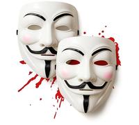 Mega_Jumble Pack of 2 Vendetta Mask - Guy Fawkes Fancy Dress Costume Anonymous Hacker V for Vendetta Mask Halloween Carnival Party Accessory
