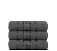 Mega_Jumble Pack of 3 Jumbo Bath Sheets, Quick Drying Towel, Greek Border Towels, (90x150) Bath Sheets, Egyptian Cotton Charcoal Towels Set (Charcoal, Pack of 3 Jumbo Bath Sheet)
