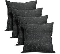 Mega_Jumble Pack of 4 Black Cushion Cover 45x45cm, Outdoor Seat Cushions Waterproof, Soft Linen Pillow Covers for Tent Bench Couch Indoor Patio Sofa Living Room (4, Black, 45 x 45cm)