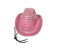 Mega_Jumble Sequin Cowboy Hat - Sparkly Glitter Western Fancy Dress Hat for Women & Men | Festival, Hen Party, Rodeo, Country Themed Party Costume Accessory, Adult Dress-Up Cap (Pink)