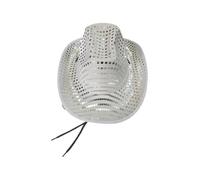 Mega_Jumble Sequin Cowboy Hat - Sparkly Glitter Western Fancy Dress Hat for Women & Men | Festival, Hen Party, Rodeo, Country Themed Party Costume Accessory, Adult Dress-Up Cap (Silver)
