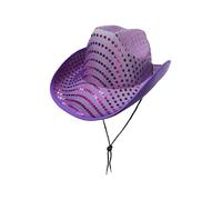 Mega_Jumble Sequin Cowboy Hat - Sparkly Glitter Western Fancy Dress Hat for Women & Men | Festival, Hen Party, Rodeo, Country Themed Party Costume Accessory, Adult Dress-Up Cap (Purple)