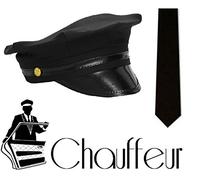 Mega_Jumble Unisex Adult Chauffeur Hat and Tie Set Fancy Dress Costume Accessories
