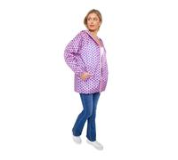 Mega_Jumble Women Printed Cagoule Raincoat Shower Proof Mac Lightweight Hooded Jacket - Ladies Kagool Kagoul Water Repellent Parka Rain Coat (UK, Alpha, XL, Regular, Regular, Party Purple)