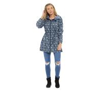 Mega_Jumble Women Printed Cagoule Raincoat Shower Proof Mac Lightweight Hooded Jacket - Ladies Kagool Kagoul Water Repellent Parka Rain Coat (UK, Alpha, M, Regular, Regular, Navy Lines)