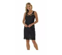 Mega_Jumble Womens Full Slip Underskirt Nightdress Cling Resistant Lace Cups Soft knit Petticoat 39" Nightwear Dress UK10-30 (UK, Numeric, 20, Regular, Regular, Black)