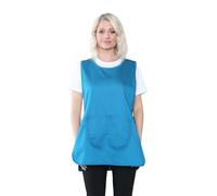 Mega_Jumble Womens Plain Tabards with Pocket for Home Work School Kitchen Catering Cleaning Bar Ladies Apron Side Popper Button Fastening (Turquoise, L)