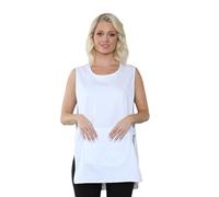 Mega_Jumble Womens Plain Tabards with Pocket for Home Work School Kitchen Catering Cleaning Bar Ladies Apron Side Popper Button Fastening (White, 3XL)