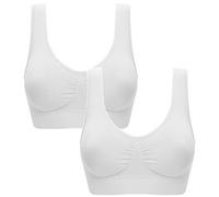 Mega_JumbleSale® 2/3 Pack Set of Ladies Padded and Seamless Sure Fit Comfort & Support Bras | Women's Sports Yoga Sleep Bras for Everyday Use Pull On Vest (XL, 2X White)
