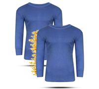 Mega_JumbleSale® 2 Pack Mens Thermals Long Sleeve T Shirt, Body Warmer Base Layer Thermal Underwear Warm Winter Top Vest (XXL, Blue)