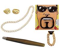 Mega_JumbleSale® Adult Ali G Rapper Rap Star Men's Pimp Rapper 80's 90's Del Boy Gangster 6 Piece Fancy Dress Accessories Set