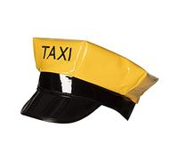 Mega_JumbleSale® Adult Men's Crazy Texi Driver Black/Yellow Cap Chauffeur Hat Theme Party Fancy Dress Kit