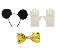 Mega_JumbleSale® ADULTS Mickey Mouse Book Day/Week Character Mickey Mouse Ears Headband, Bow Tie & White Gloves Fun Fancy Dress Costume Accessories