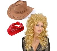 Mega_JumbleSale® Country & Western Diva Dolly Parton Western Singer Idol Hen Stag Night 3 Piece Set Fancy Dress Costume