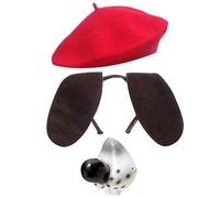 Mega_JumbleSale® Dog In The City Claude World Book Day Week Theme party Fancy Dress Costume Accessories Set - Red Beret Hat, Nose & Ears Headband