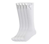 Mega_JumbleSale® Girls Back to School 4 Pairs Knee high socks Cotton Rich Long Length Uniform Socks with Bow | School, Casual, Party Socks Girls (White, 6-8.5 (Approx 3-5 Years))