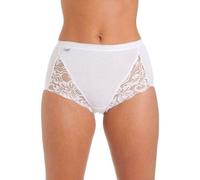 Mega_JumbleSale® Ladies Combed Cotton & Lace Full Maxi Stretch Briefs Panties | Women Comfort Support Knicker Bikini Underwear (Pack Of 3) (UK 14, White)
