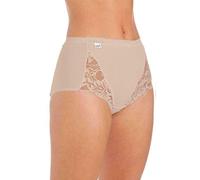 Mega_JumbleSale® Ladies Combed Cotton & Lace Full Maxi Stretch Briefs Panties | Women Comfort Support Knicker Bikini Underwear (Pack Of 3) (UK 16, Beige)