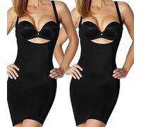 Mega_JumbleSale® Ladies Seamless Control Underbust Bodyshaper Full Slip | Women Tummy, Waist, Thighs, Back Hold And Control For Smooth Sculptured Body Shape Dress Top (Pack Of 2) (2XL, 2 Pair Black)