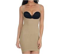 Mega_JumbleSale® Ladies Under Bust Tummy Control Seamless Full Slip Body Shaper Wear Slimming | Women Sexy Bodysuit Control Tummy Waist & Thighs Full Slip Vest Size UK 8-30 (3XL, Nude)