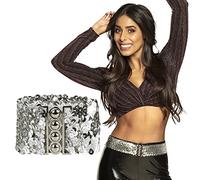 Mega_JumbleSale Ladies Women Sequin Sparkly Belt Chunky Belts 70s 80s Hen Night Disco Club Party Fancy Dress Costume Accessory (Silver), length approx 60 cm.