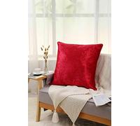 Mega_JumbleSale® Luxurious Crushed Velvet Cushion Covers | Decorative Square Throw Pillow Case Cushion Covers for Livingroom Sofa or Bedroom (24" x 24" Inch, Red)
