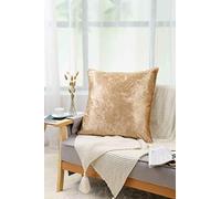 Mega_JumbleSale® Luxurious Crushed Velvet Soft Cushion Cover, 2 Pack Solid Color Square Decorative Throw Pillow Case Cover for Car Sofa Bed Couch Home Christmas Decor (24" x 24" Inch, Gold)