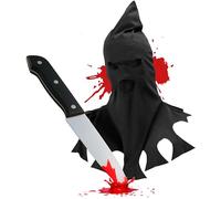 Mega_JumbleSale® Medieval Executioner Hood & Fake Bloody Toy, Horror Halloween Scary Party Joke Fancy Dress Accessories