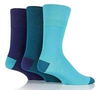 Mega_JumbleSale® Mens 3 & 6 Pairs Colourburst Gentle Grip Honey Comb Top Non Elastic Socks | Men Casual Breathable Comfortable Soft Cotton Socks Size UK 6-11 (3x Pair Blue Mix)