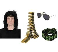 Mega_JumbleSale® Men's Army Military RAMBO T.V Film Movie Stag Fancy Dress Costume 4 Piece Set - Soldier General Hero War Time Dress Up