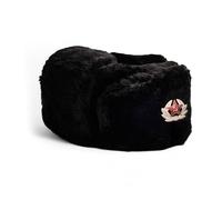 Mega_JumbleSale® Mens Black Russian Trapper Winter Warm Hat Cap with Soviet Badge Unisex Faux Fur Ushanka Flaps Hat (One Size, Russian Trapper Hat Black)