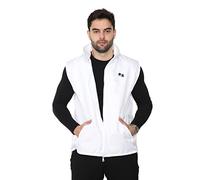 Mega_JumbleSale® Mens Bowling Zip Bodywarmer White Fleece Lined Gilet Jacket Waterproof Fabric Bowls Lawn Outerwear Top Size S-XXL (L, White)