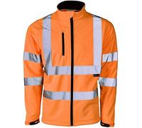 Mega_JumbleSale® Mens Hi Vis Softshell Jacket Hi Viz High Visibility Reflective, Water Resistant Proof Rain Repellent Windproof Safety Warm Jacket Site Coat Workwear Builder (3X-large, Orange)