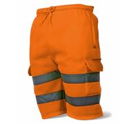 Mega_JumbleSale® Mens Hi Vis Viz Combat Cargo Highways Railways Summer Shorts | High Visibility Safety Security Work Utility Fleece Jogger Shorts Bottom (M, Orange)