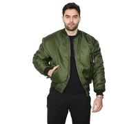 Mega_JumbleSale® Mens MA1 Bomber Jacket Army Pilot Security Doorman Biker Flight Workwear Lightweight Outdoor Casual Classic Retro Scooter Winter Vintage Cargo Zip Coat (XL, Olive)