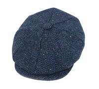 Mega_JumbleSale® Newsboy Cap Gatsby Baker Boy Tommy Hat Flat Caps Tweed Adjustable 20s Peaky Herringbone Cloth Hat (M, Blue)