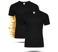 Mega_JumbleSale® Pack of 2 Mens Extreme Hot Thermal Warm Underwear Set Short Sleeve T Shirt Vest for Winter, Outdoor Work, Travel, Camping & Ski Wear (XL, Black)