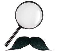 Mega_JumbleSale® Sherlock Holmes Jumbo Magnifying Glass Belgium Detective Mustache World Book Day Party Set
