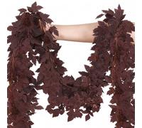Mega-L 2 Pack 5.9 Ft Fall Garland with Purple Seeded Leaves, Plum Cimicifuga Artificial Autumn Vine for Table Decoration, Indoor Outdoor Halloween Party Home Door Decor