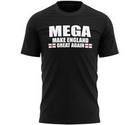 Mega Make England Great Again Mens T Shirt St Georges Cross Badge Proud British English Country Supporters Tee, 3XL, Black