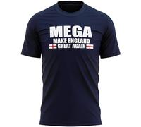 Mega Make England Great Again Mens T Shirt St Georges Cross Badge Proud British English Country Supporters Tee, S, Navy