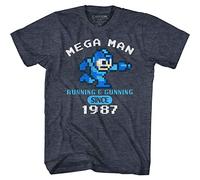 Mega Man Video Game Running & Gunning Since 1987 Adult Short Sleeve T-Shirt Tee, Navy, Large