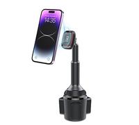 Mega Mounts Magnetic Car Cup Holder Phone Mount with 2 Metal Plates - 360° Rotation and Case Friendly Mobile Phone Holder for Car - Compatible for all Phones like iPhone Samsung Google