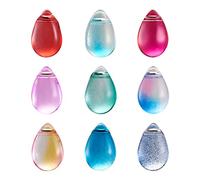 Mega Pet 200Pcs Transparent Teardrop Glass Bead Pendants Mixed Color Electroplated Top Drilled Beads Smooth Glossy Glass Beading Charms for DIY Jewelry Making and House Decoration Hole 1mm