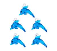 Mega Pet 5Pcs Handmade Lampwork 3D Dolphin Pendants Marine Creatures Dodger Blue Dolphin Glass Charms with Loop for DIY Jewelry Necklace Earrings Key Chains Making Hole 2-4mm